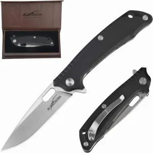 ALBATROSS FK005 EDC Pocket Folding Knife with Liner Lock,D2 Tool Steel Blade, G10 Handle-4 Inch Closed,Gifts/Collections