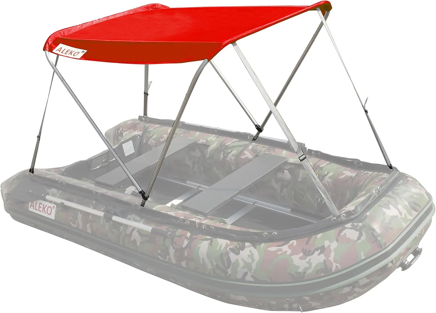 ALEKO Boat Bimini | Canopy Tent Sun Shelter Bimini Top Sunshade | for 8.5 ft Long Inflatable Boat | 4.4 x 3.4 Feet | Color Red | BSTENT250R