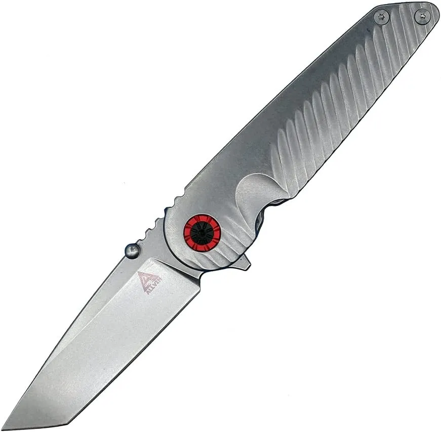 allvin R1501 Flipper Folding Knife D2 Stone Wash Tanto Point Blade Stainless Steel Handle Fast Open Folder Knives With Nylon Bag