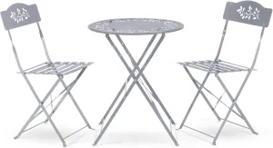 Alpine Corporation Indoor/Outdoor 3-Piece Bistro Set Folding Table and Chairs Patio Seating, Gray