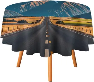 Alpine Snowy Mountain Tablecloth Heat Resistant, Polyester Round Table Cover Durable Washable Table Cloth for Kitchen, Party, Wedding, Picnic 36x36in