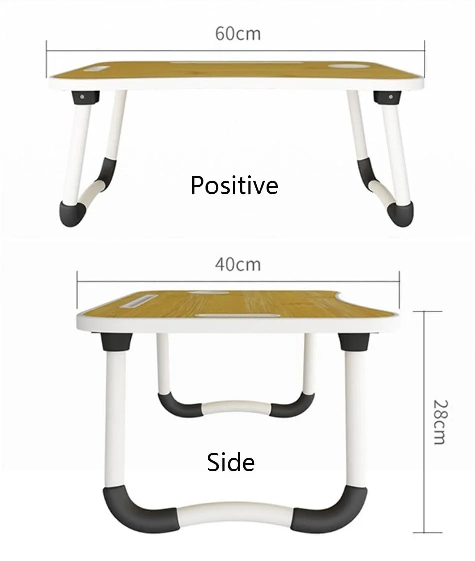 AM5051 Foldable Laptop Study Table with Cup Holder Multipurpose Bed Writing Desk Table for Home School Students (Brown)