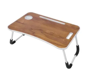 AM5051 Foldable Laptop Study Table with Cup Holder Multipurpose Bed Writing Desk Table for Home School Students (Brown)