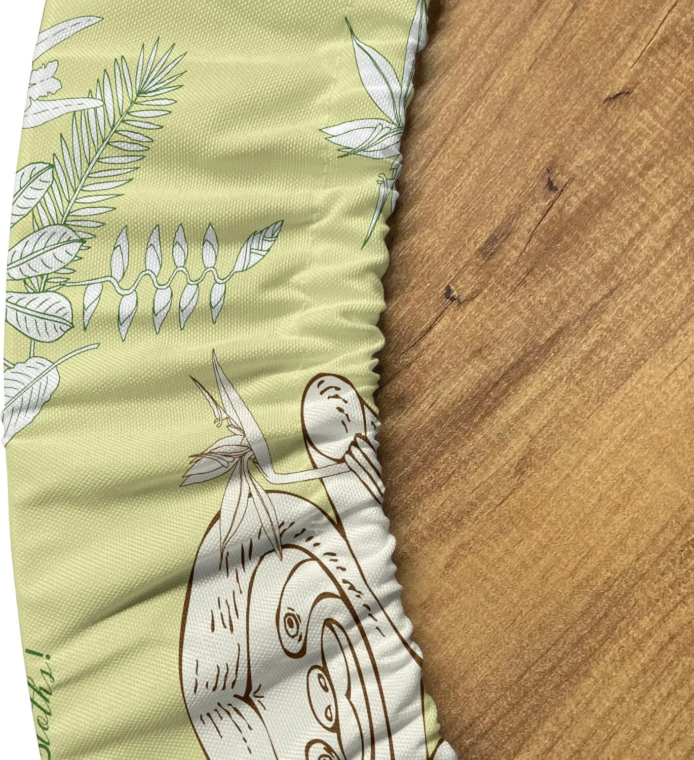 Ambesonne Funny Sloth Fitted Round Tablecloth, Sketch of Lazy Animal I Love Sloths Typography, All Around Elastic Fabric Table Cover, 40"- 44" Diameter, Green Reseda Green