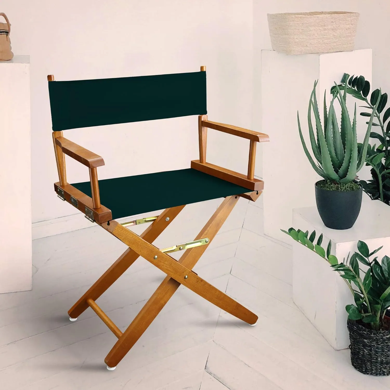 American Trails Extra-Wide Premium 18" Director's Chair Mission Oak Frame with Hunter Green Canvas