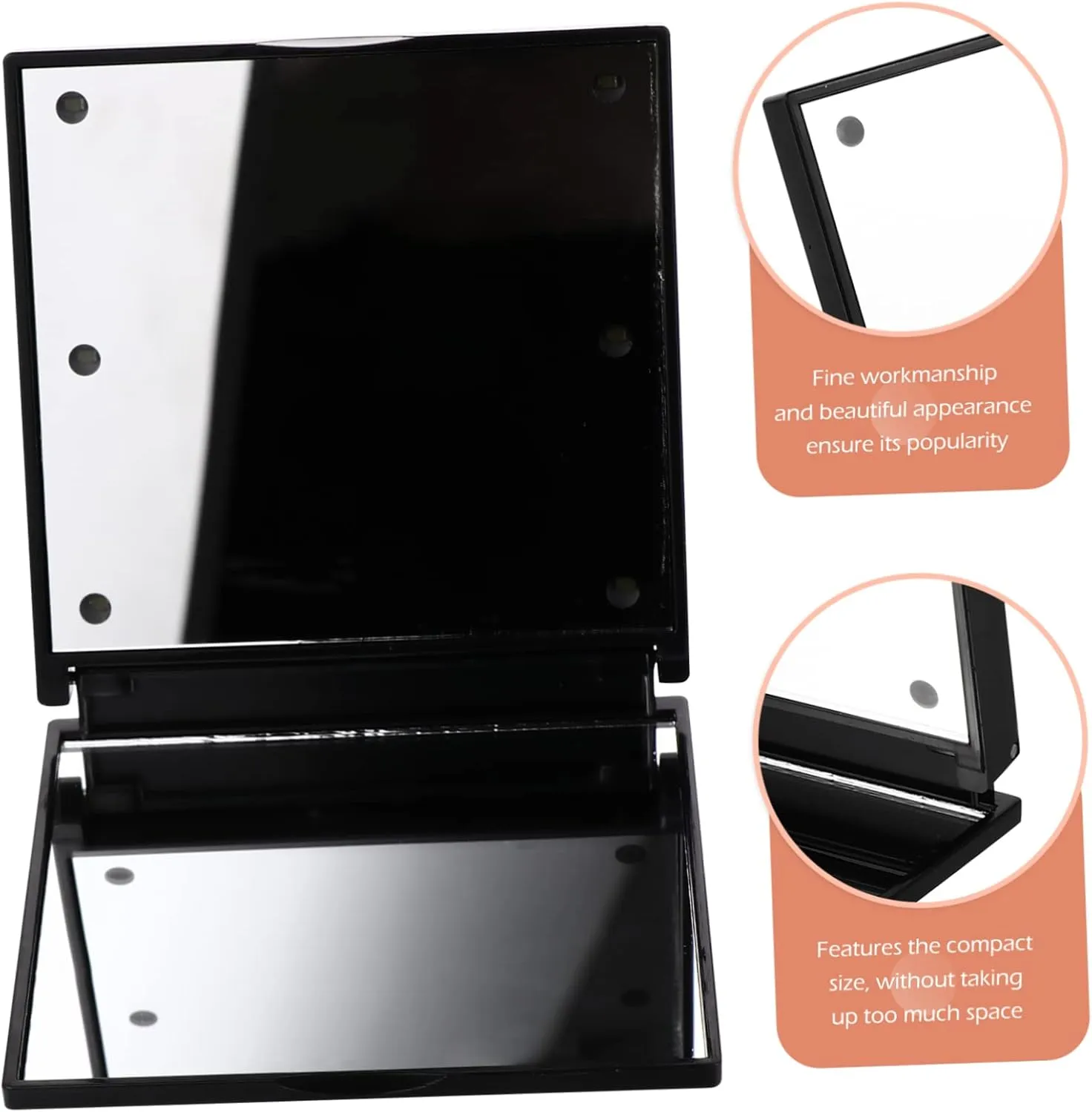 Angoily 3pcs Led Lighted Travel Mirror Compact Makeup Mirror Foldable Cosmetic Mirror for On-The-go