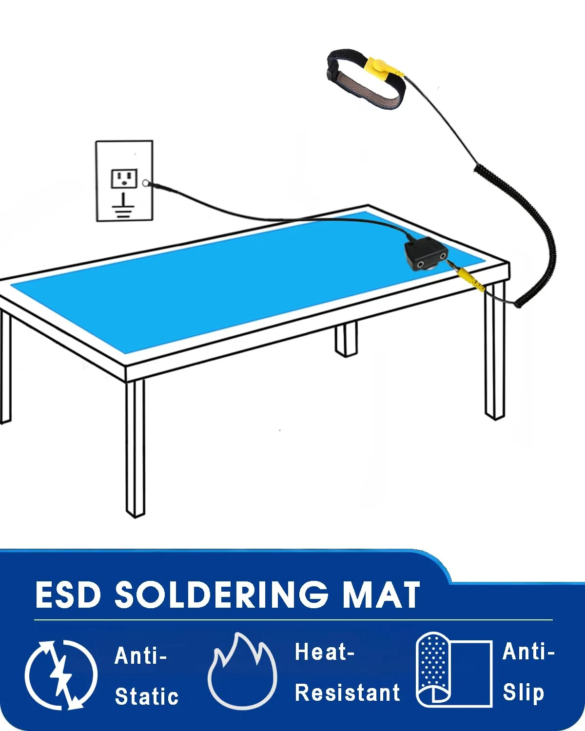 Anti Static Mat for Pc ESD Mat: 17"X25" Soldering Table Mat Kit Computer Electronics Repair- Heat Resistant Static Mat（Blue）