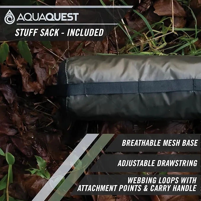 AquaQuest Defender Camping Tarp - Heavy Duty Tent Shelter or Rain Fly - Waterproof Camping Essentials for Hiking, Bushcraft & Hammock, 10 x 7 ft