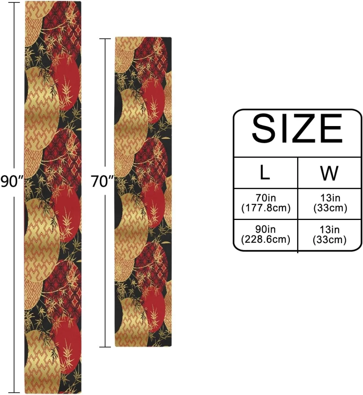 AUUXVA Japanese Table Runner 13x90in Red Asian Table Runner for Dining Table Durable Luxury Dresser Scarf Tabletop Cloth for Holiday New Year Japanese Party Decorations Oriental Decor
