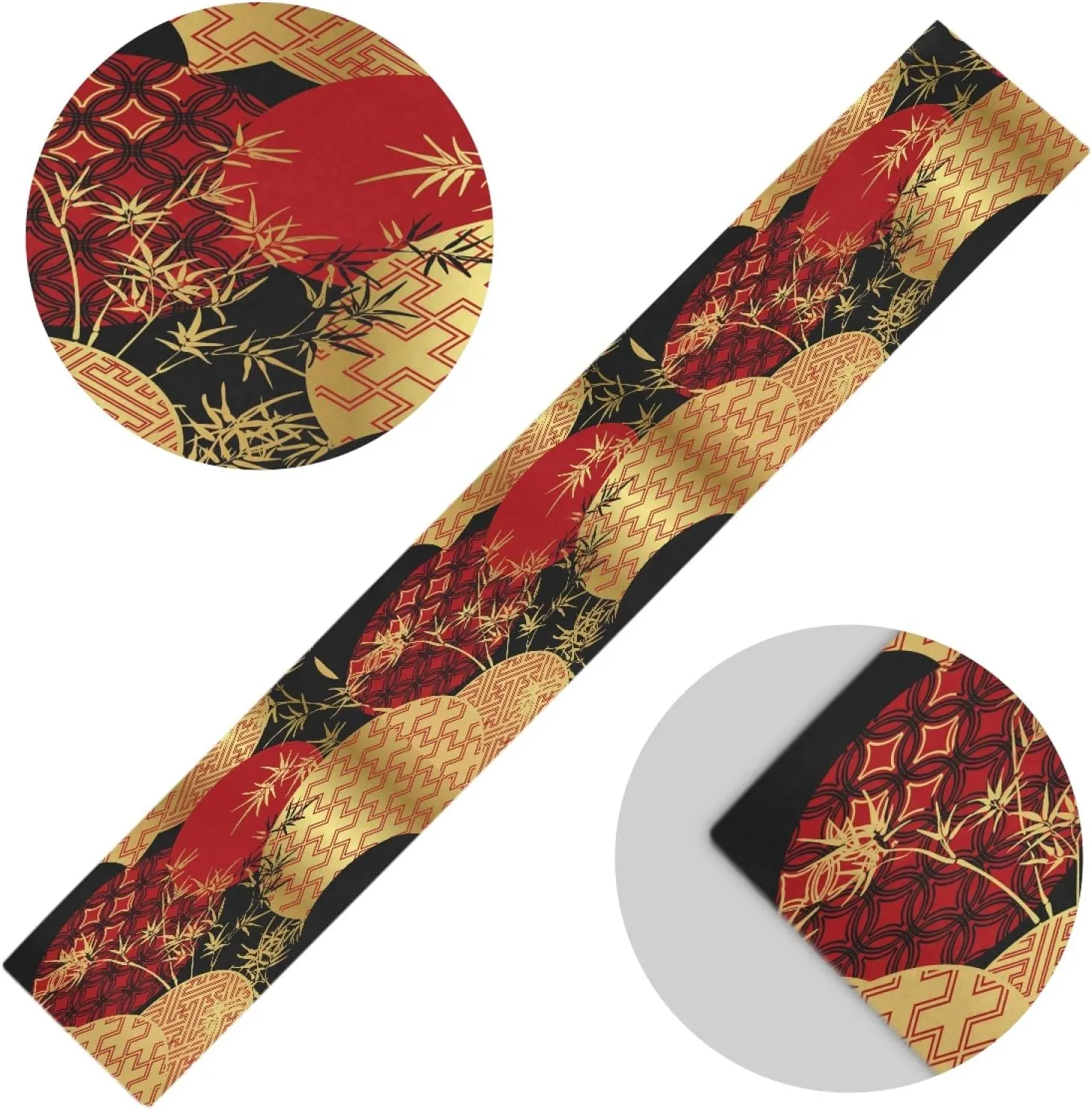 AUUXVA Japanese Table Runner 13x90in Red Asian Table Runner for Dining Table Durable Luxury Dresser Scarf Tabletop Cloth for Holiday New Year Japanese Party Decorations Oriental Decor