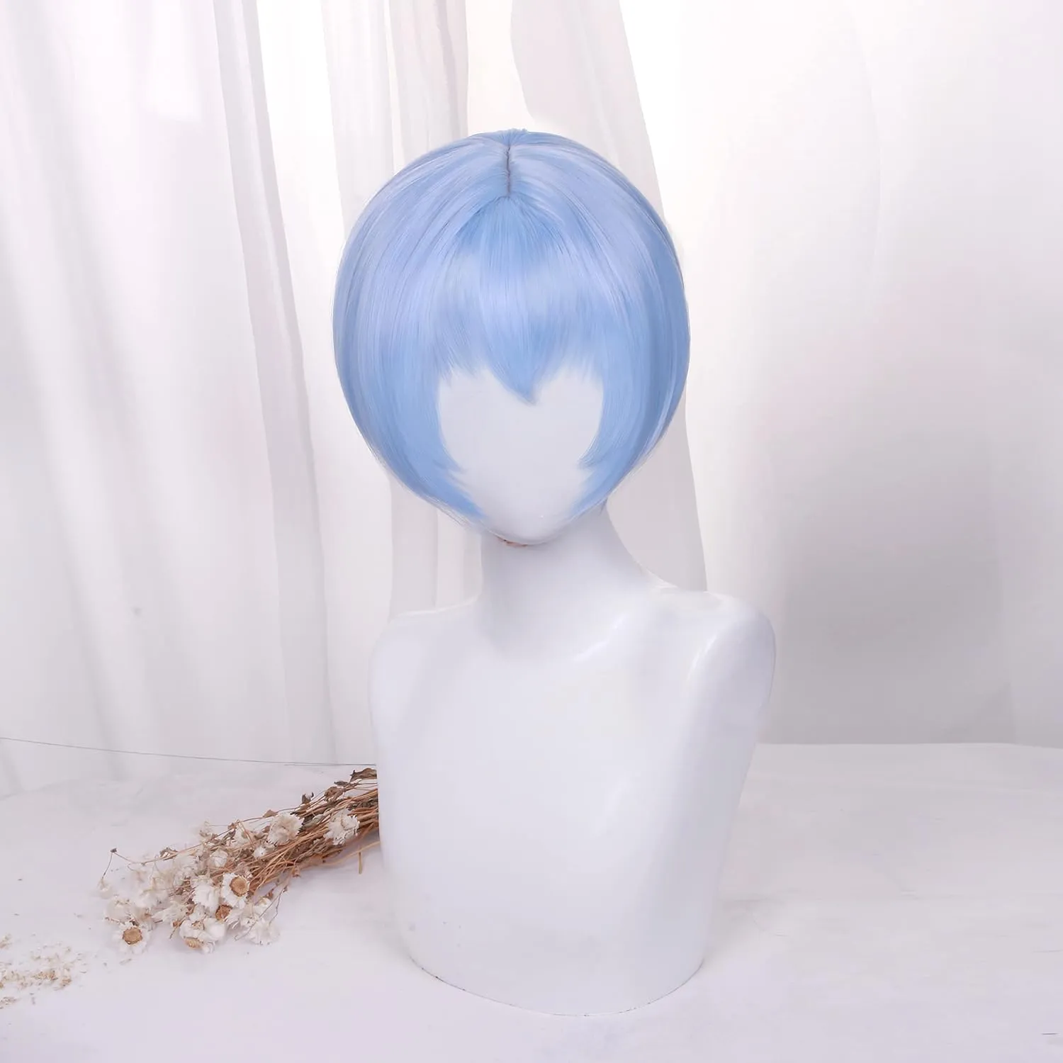 Ayanami Rei Cosplay Wig with Hair Clips - Asuka Ayanami Rei Eva Short Blue Costume Wig - Genesis Anime Heat Resistant Hairwig for Cosplay Costume Anime Halloween