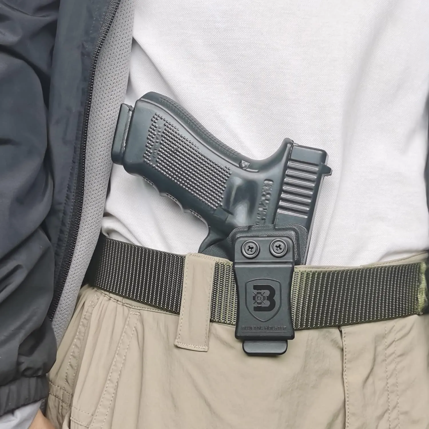 B Bluetac Kydex IWB Holster, Works with Various Optics Sight