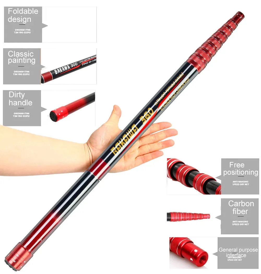 BAKAWA Folding Fishing Net Telescopic Landing Net – Carbon Fiber Fly Fishing Tool