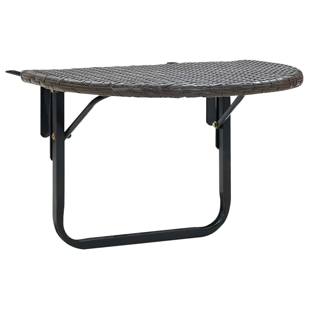Balcony Table Brown 23.6"x23.6"x15.7" Poly Rattan