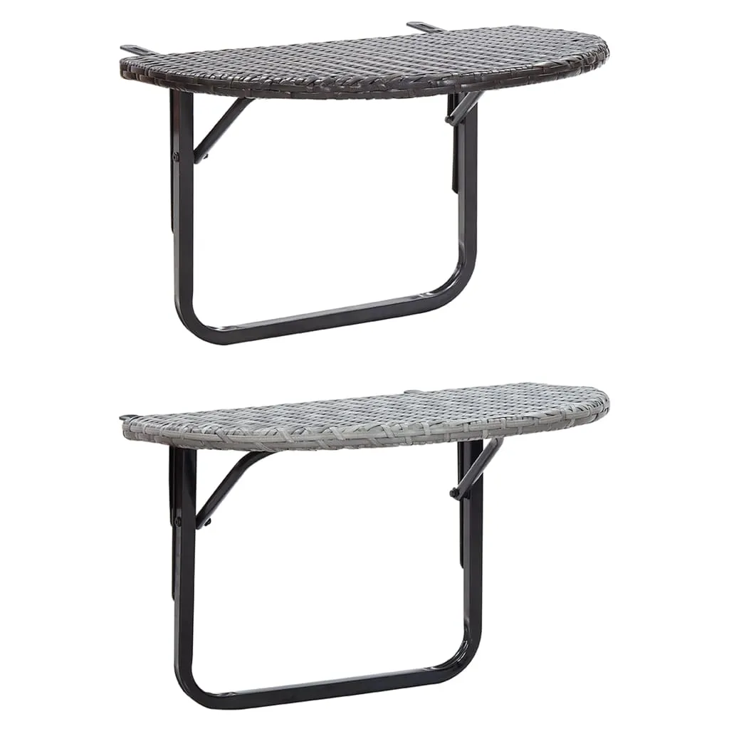 Balcony Table Brown 23.6"x23.6"x15.7" Poly Rattan