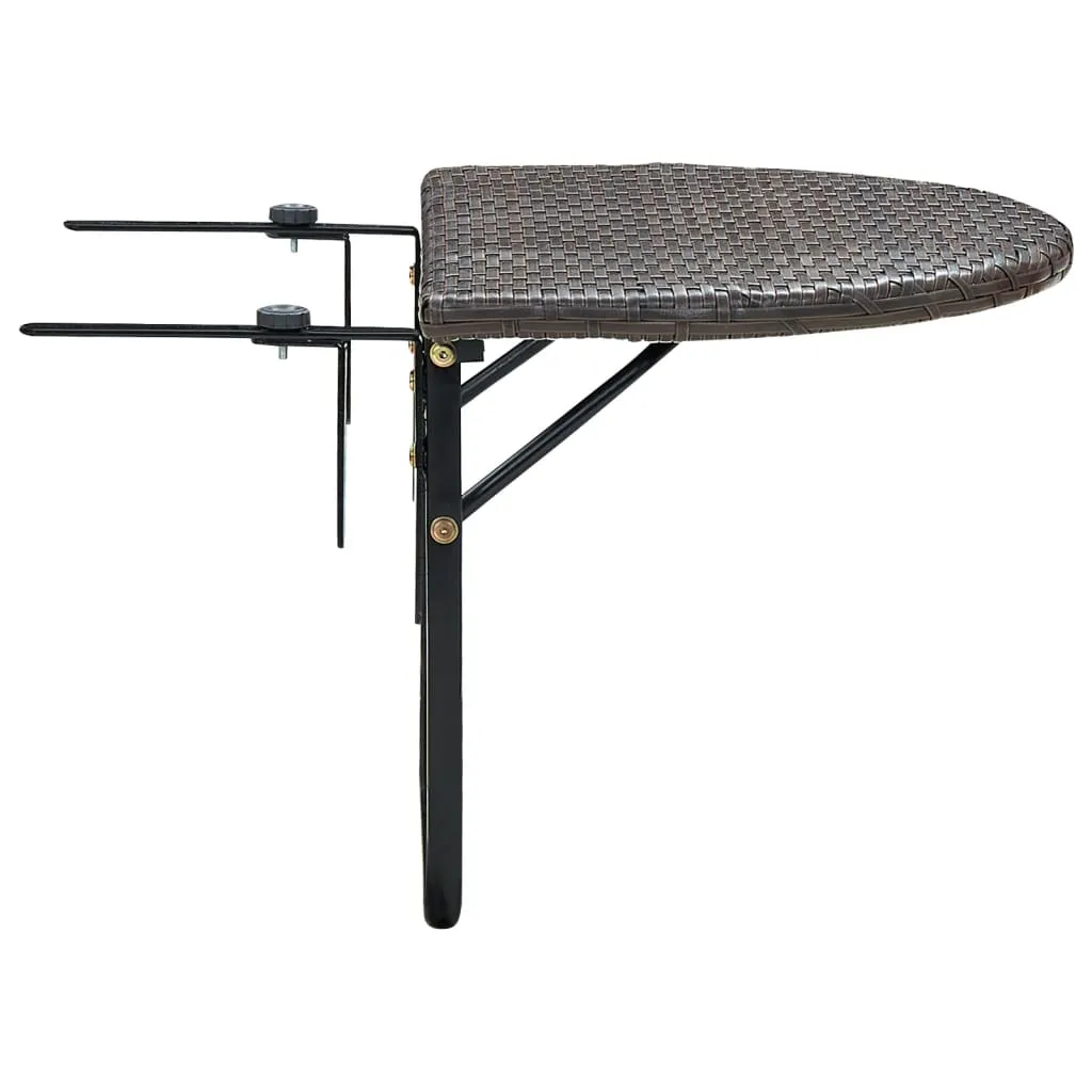 Balcony Table Brown 23.6"x23.6"x15.7" Poly Rattan