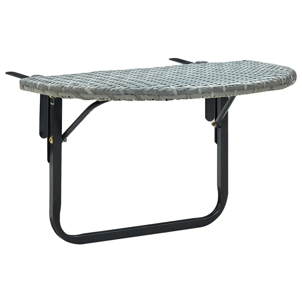 Balcony Table Brown 23.6"x23.6"x15.7" Poly Rattan