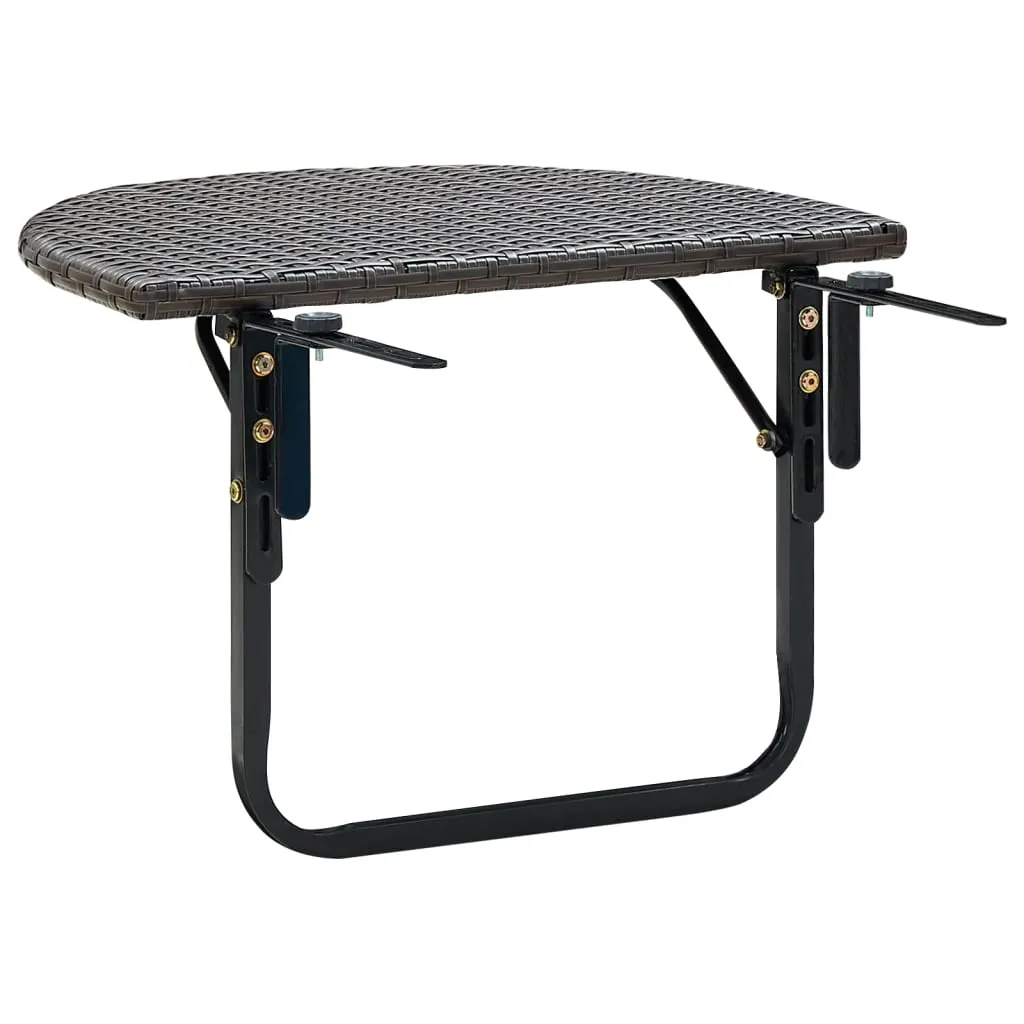 Balcony Table Brown 23.6"x23.6"x15.7" Poly Rattan