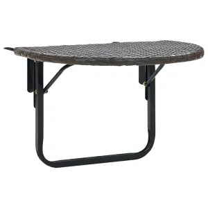 Balcony Table Brown 23.6"x23.6"x15.7" Poly Rattan