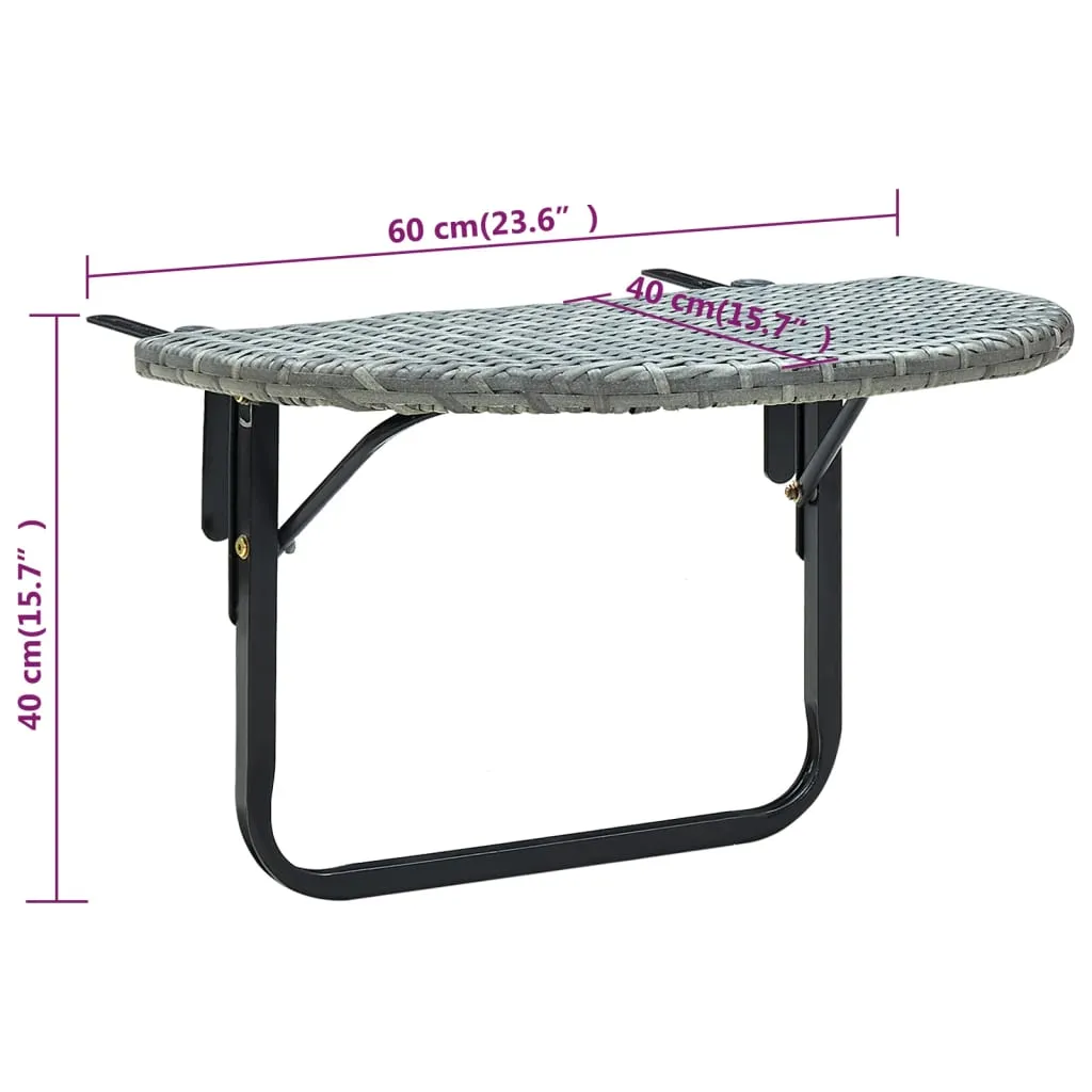 Balcony Table Brown 23.6"x23.6"x15.7" Poly Rattan