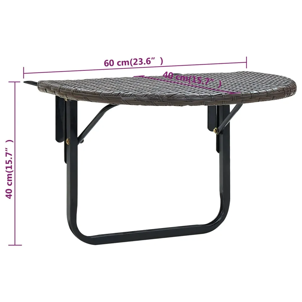 Balcony Table Brown 23.6"x23.6"x15.7" Poly Rattan