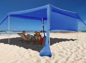 Beach Canopy Tent Shade with Sidewalls 10x10FT, 6.6FT Tall, UPF50  Sun Shelter, Windproof & Water Resistant, Includes Guylines Sand Shovel Stability Poles, Easy Up for Beach Outdoor Camping Backyard