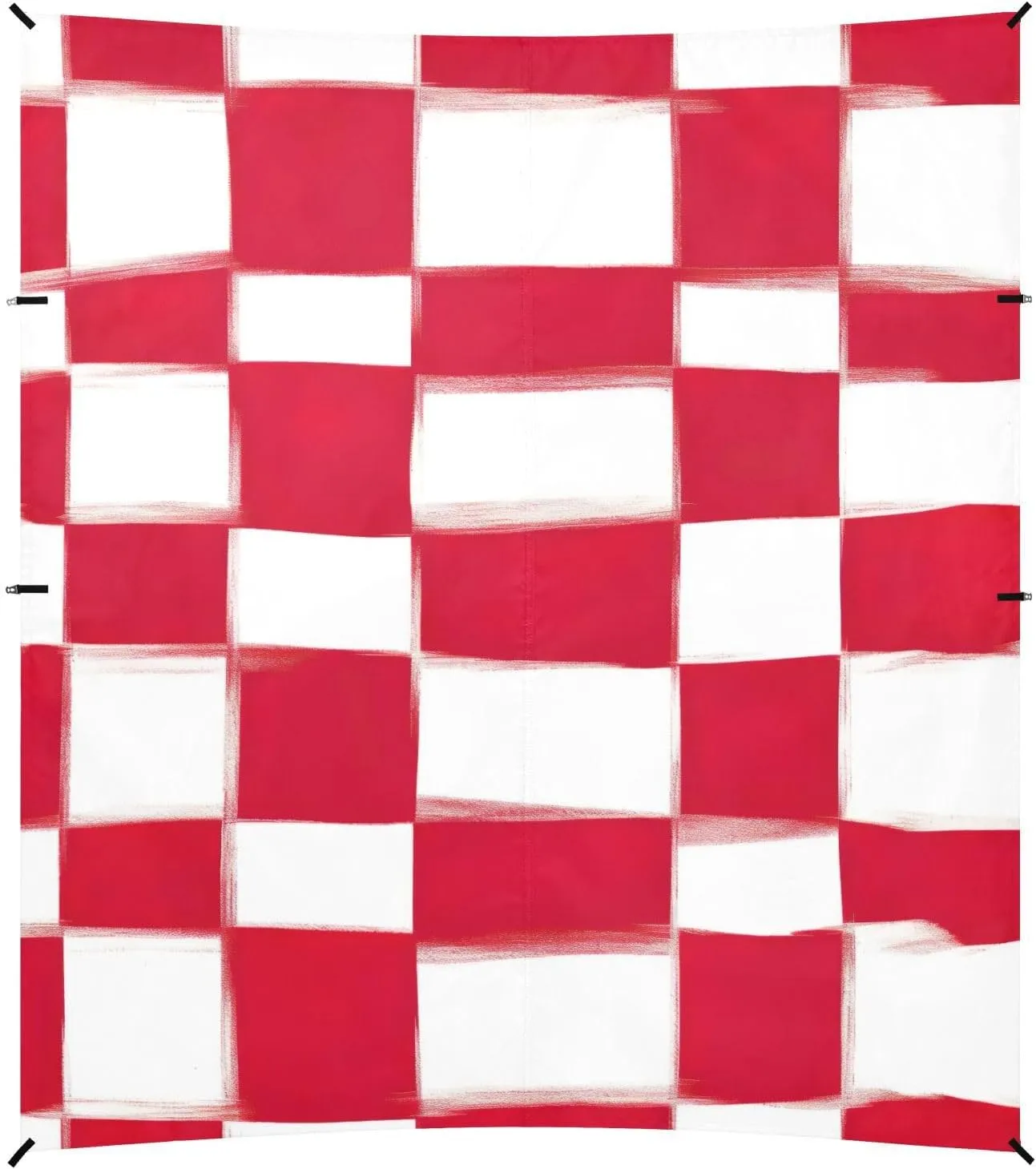 Beach Canopy with Windproof Ropes & Sandbags, Easy Setup Beach Shade Canopy for Camping, Trips, Fishing, Backyard Fun or Picnics, (Red and White Chess)