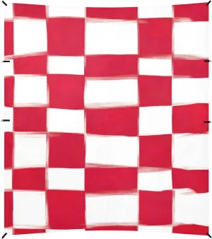 Beach Canopy with Windproof Ropes & Sandbags, Easy Setup Beach Shade Canopy for Camping, Trips, Fishing, Backyard Fun or Picnics, (Red and White Chess)