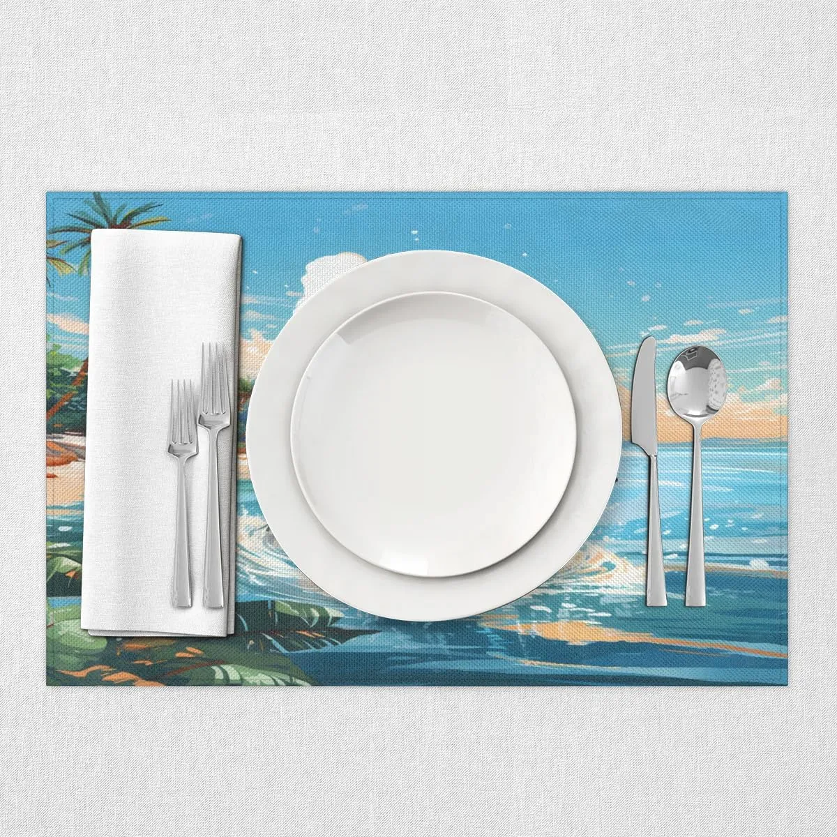 Beach Jumping Dolphin Placemats Set of 6 with Matching 72 inches Table Runner Dining Table Placemats for Home Wedding Hotel Decoration