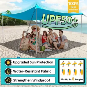 Beach Shade Tent, Portable Easy Pop Up Beach Canopy, UPF50  Sun Protection Shelter, Windproof & Water Resistant, Perfect for Family