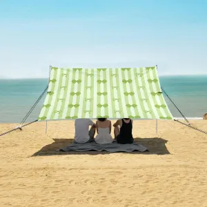 Beach Shade Tent with UPF50  UV Protection,Green Bows and Ribbon Lightweight Camping Sun Shelter for Outdoor,Camping Trips, Fishing, Backyard,Picnics,Easy Set Up and Carry 9x10.5 FT