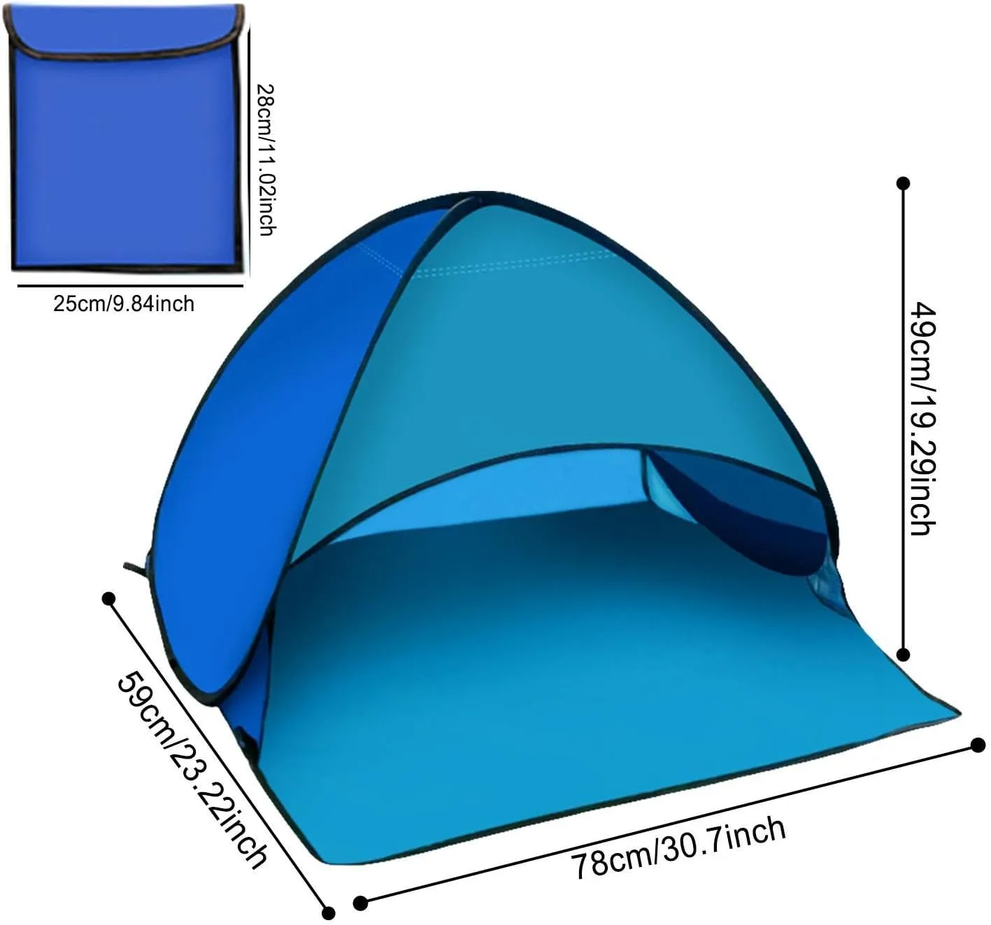 Beach Sun Shelters, Instant Sun Shade Canopy Head PopUp Canopy Automatic Shade Tent for Camping Hiking Picnic Portable Sun Shelter Windproof Waterproof with Mobile Phone Stand