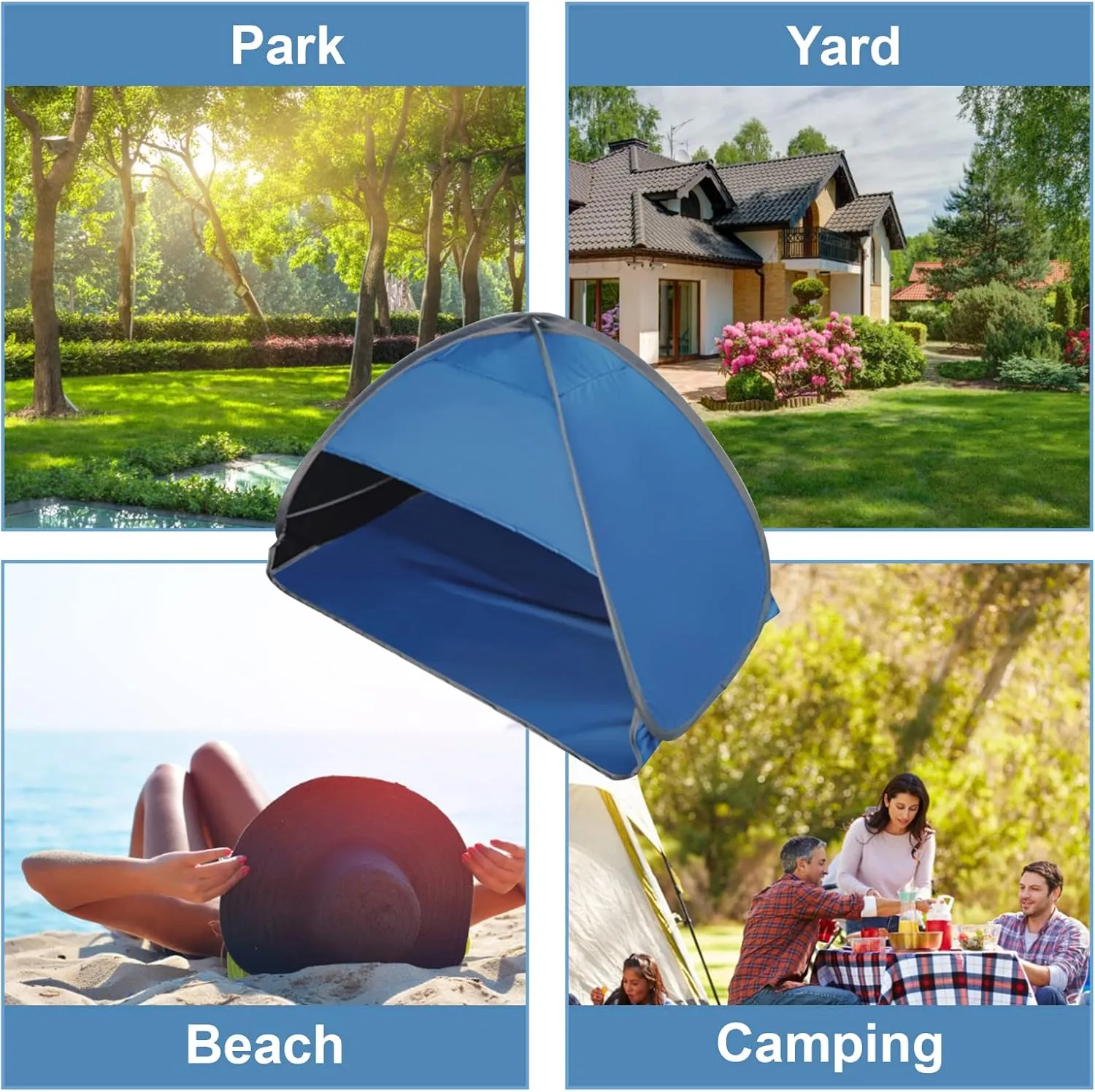 Beach Sun Shelters Pop Up Beach Tent, 1 PCS Portable Sun Shelter Tent for Anti-UV Windproof Camping Picnic Tent Small Dogs Cats and Other Small Pets, Blue