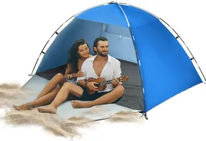 Beach Tent for 2-4 Persons, Beach Tent Sun Shelter UPF50  UV Protection, Sun Shade Witch Huge Breathable Mesh Window, Easy Set up, for Beach, Camping, Fishing