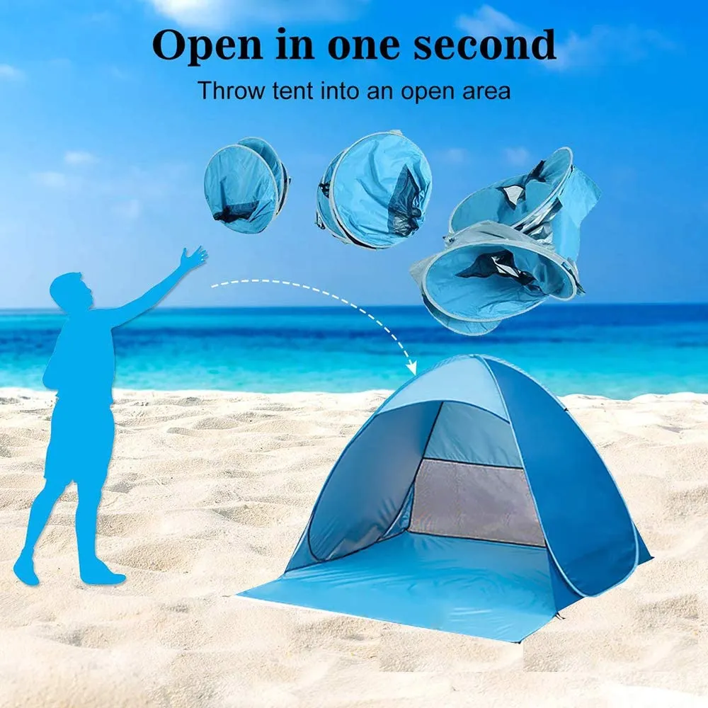 Beach Tent Pop Up Tent Beach Sun Shelter Portable Sun Shade for Outdoor Activities with Carry Bag