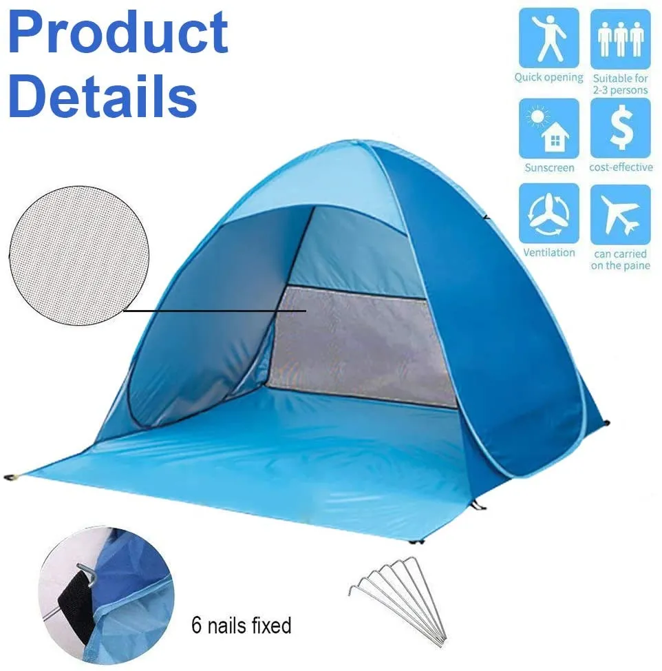 Beach Tent Pop Up Tent Beach Sun Shelter Portable Sun Shade for Outdoor Activities with Carry Bag