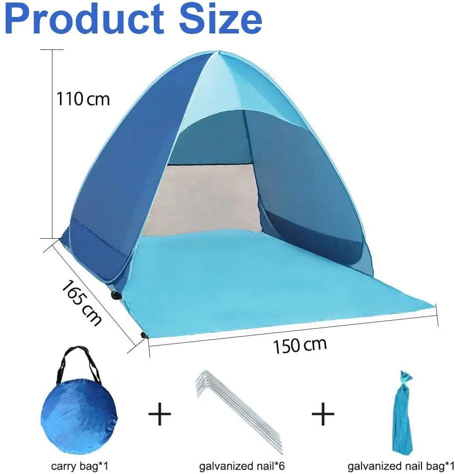 Beach Tent Pop Up Tent Beach Sun Shelter Portable Sun Shade for Outdoor Activities with Carry Bag