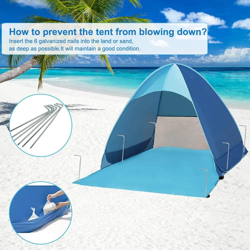 Beach Tent Pop Up Tent Beach Sun Shelter Portable Sun Shade for Outdoor Activities with Carry Bag