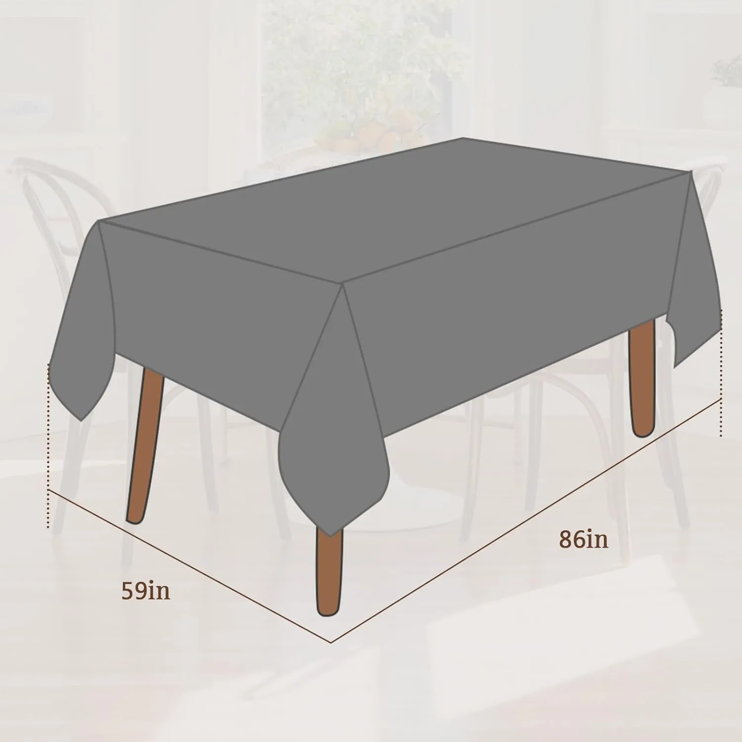Belle&Beau Waterproof Tablecloth Protector，Lace Edge PVC Rectangle Table Cloth Protector, Oil-Proof, Stain-Resistant Wipe Clean Table Cover for Dining, Parties, and Camping (59 * 86 inch)