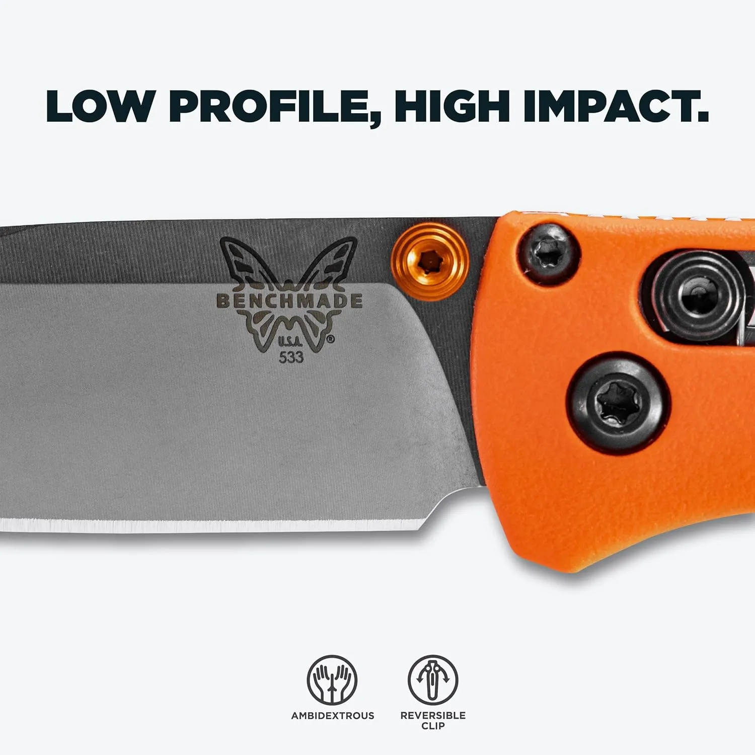 Benchmade - Mini Bugout 533 Folding Knife with Orange Grivory Handle (533)