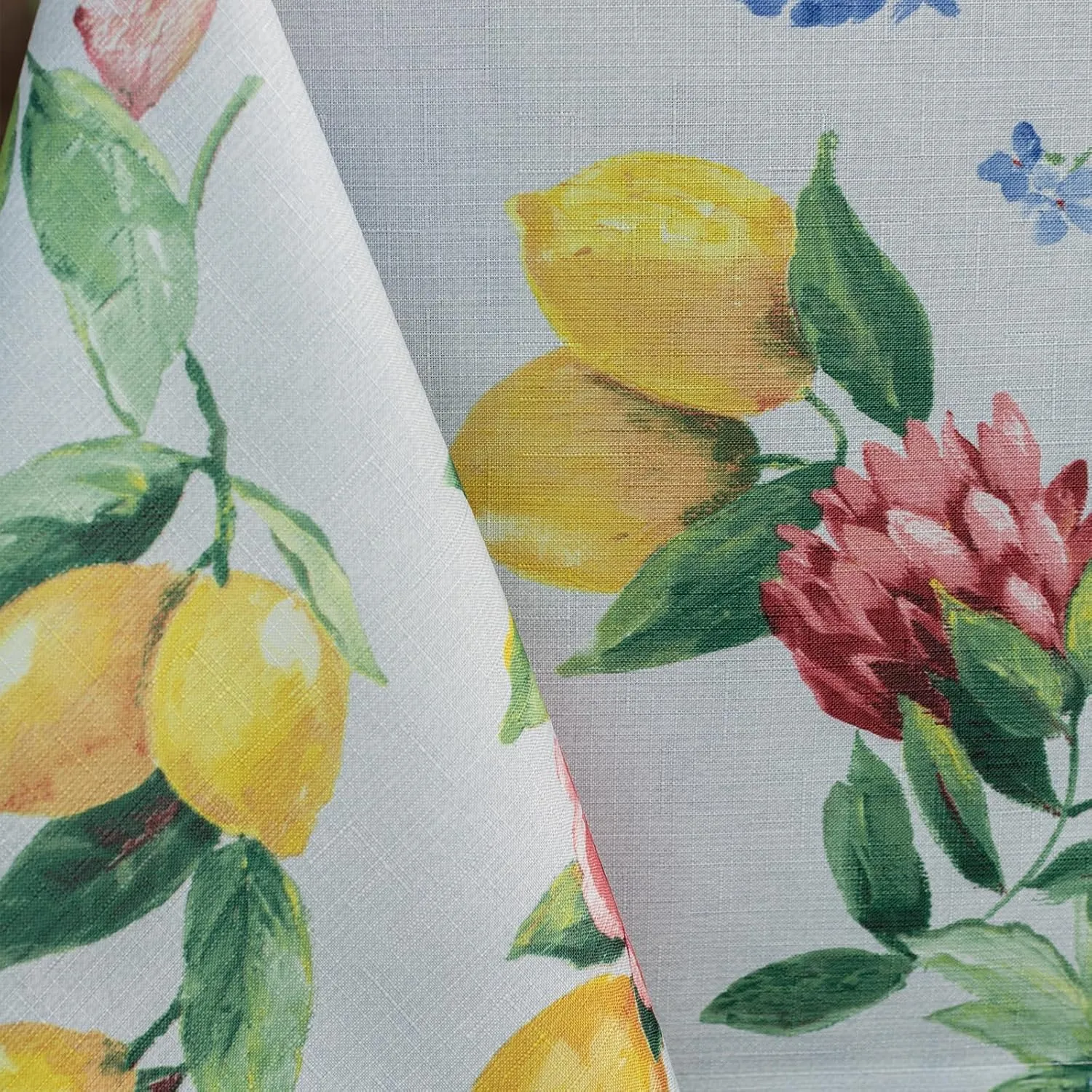 Benson Mills Spillproof Spring/Summer Durable Heavyweight Fabric Indoor Outdoor Tablecloth, Washable Table Cloth for Rectangle Tables, Picnic/Patio Table Covers (60" x 104" Rectangular, Lemon Bouquet)