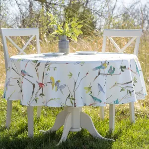 Benson Mills Spillproof Spring/Summer Durable Heavyweight Fabric Indoor Outdoor Tablecloth, Washable Table Cloth for Round Tables, Picnic/Patio Table Covers (70" Round, Menagerie)
