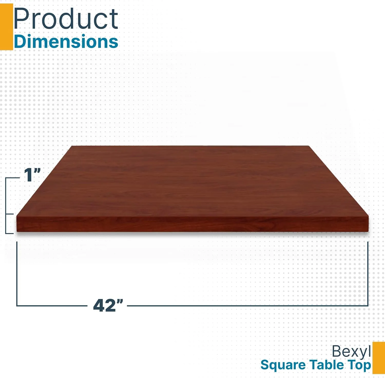 Bexyl 42" Square Multipurpose Table Top, Laminate Surface for Dining, Coffee Shop, Bar, Pub, Covered Patio, Kitchen, Commercial Use (Cherry, 42" Square)