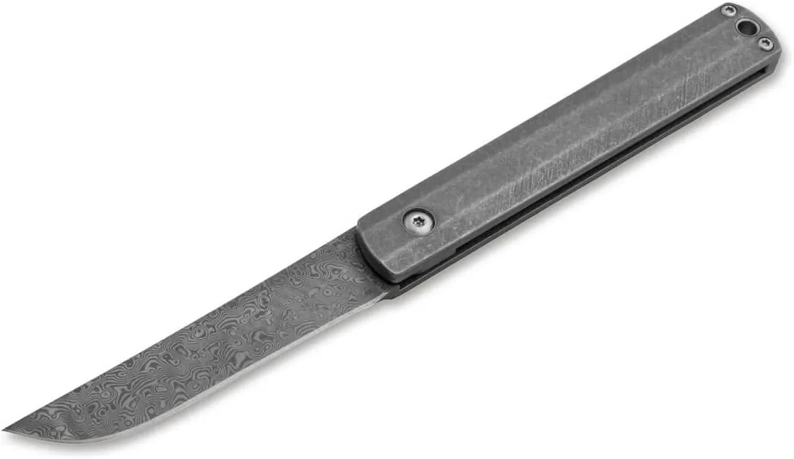 BÖKER PLUS Wasabi Damascus - Slipjoint pocket knife with titanium handle scales - classic folding knife with damascus blade - with case