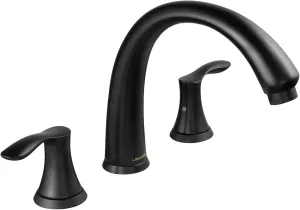 Black Roman Tub Faucet with Valve, Lava Odoro 8 inch Widespread Bathtub Faucet with Valve, High Flow 2 Handle Deck Mount Tub Faucet, Solid Brass 3 Hole Bath Tub Filler TF405-MB