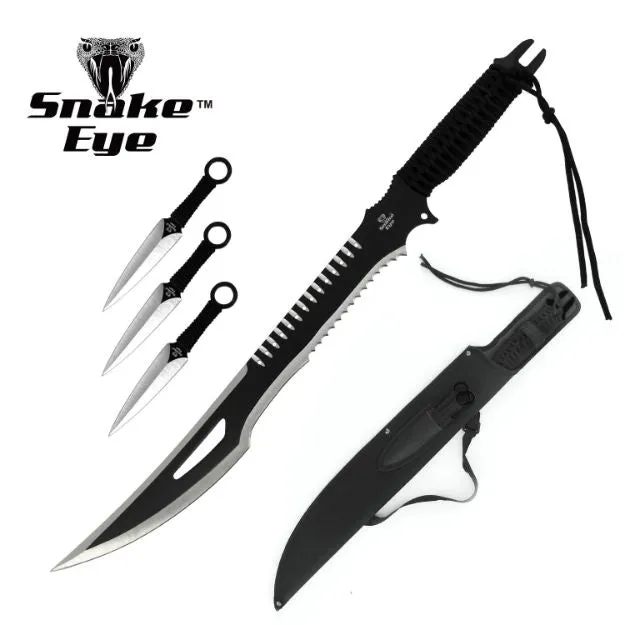 BLACK SNAKE EYE MACHETE WITH KUNAI SET