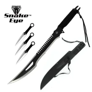 BLACK SNAKE EYE MACHETE WITH KUNAI SET