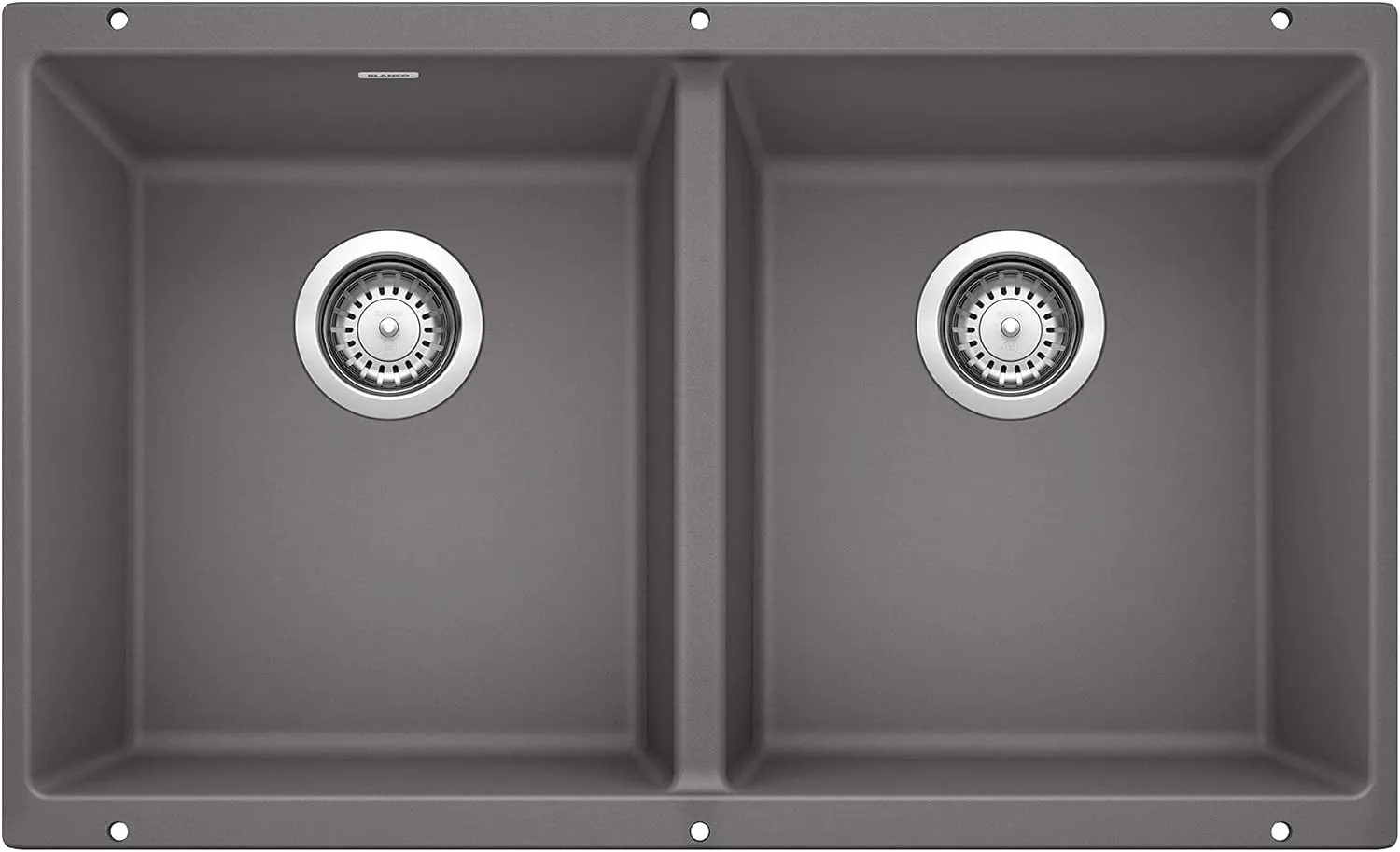 BLANCO 519050 Equal Cinder Precis Silgranit 50/50 Double Bowl Undermount Kitchen Sink
