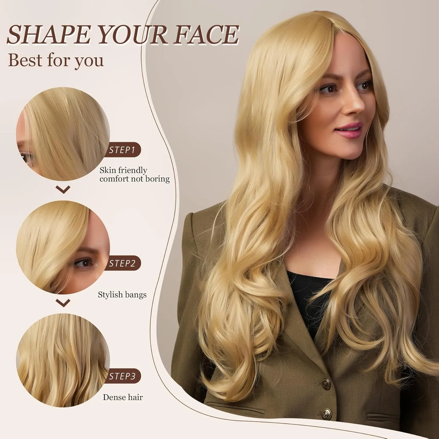 Blonde Wig for Women 27 Inch Long Blonde Heat Resistant Synthetic Fiber Wig Ideal for Parties and Role playing