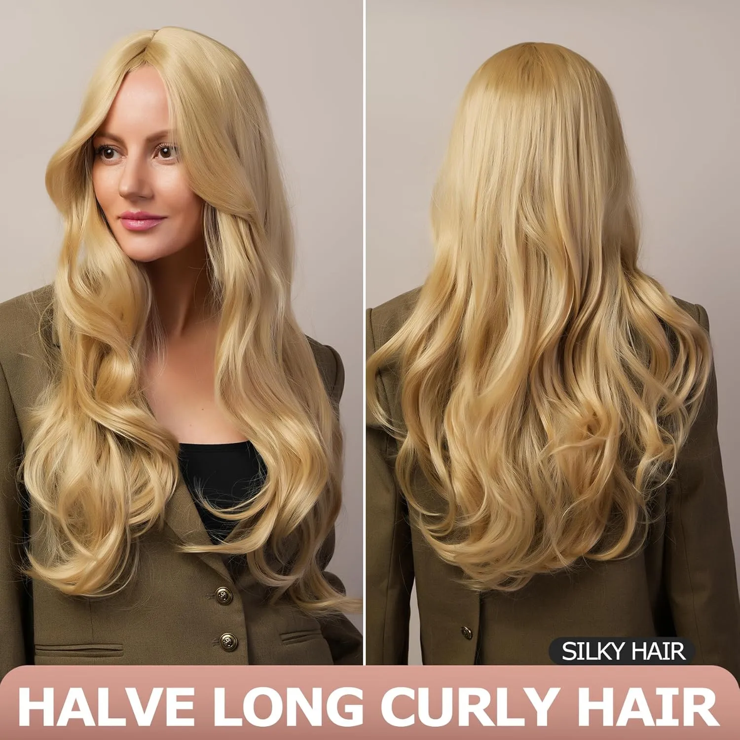 Blonde Wig for Women 27 Inch Long Blonde Heat Resistant Synthetic Fiber Wig Ideal for Parties and Role playing
